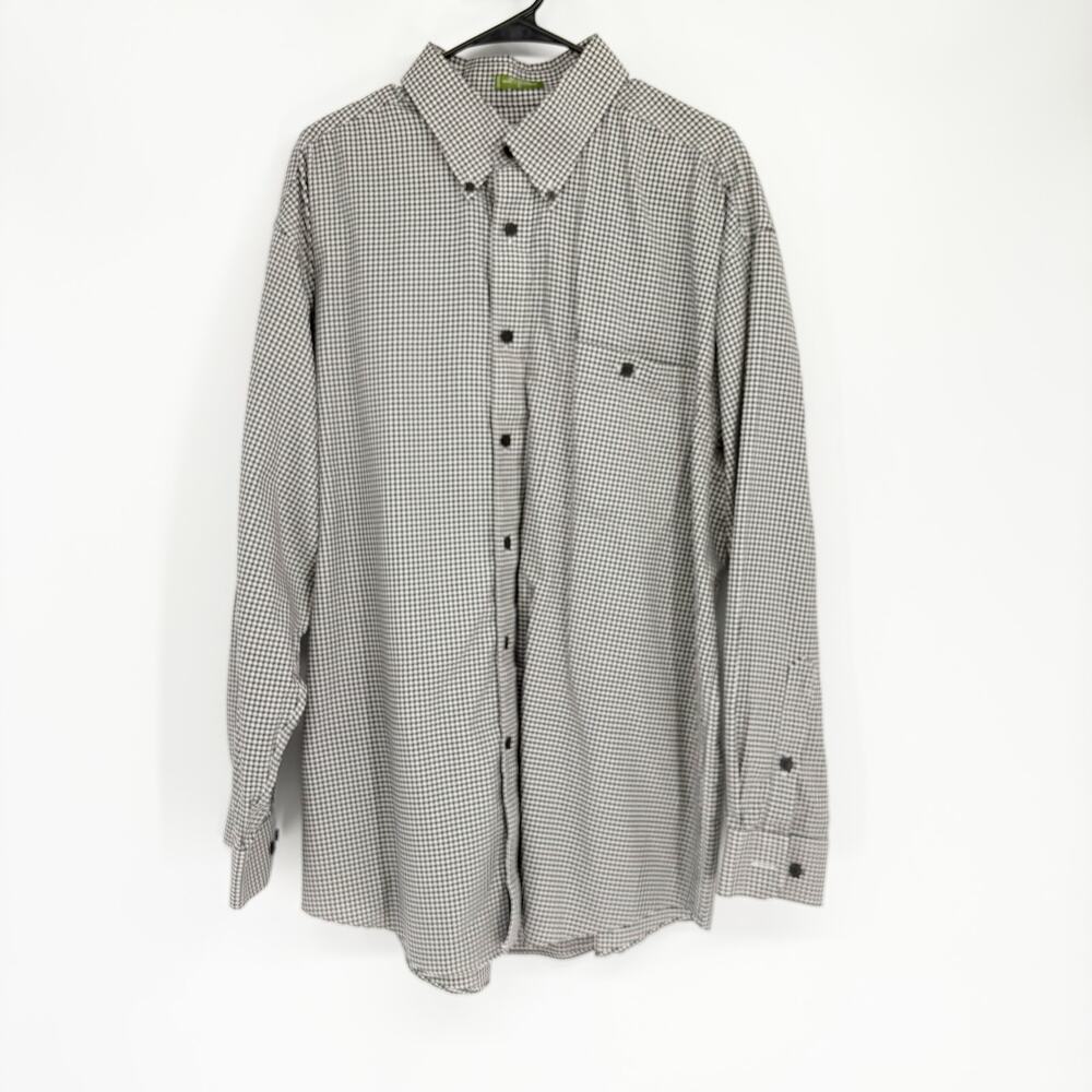 Orvis Men’s Black and White Gingham Button Down Shirt 100%‎ Cotton Size XL